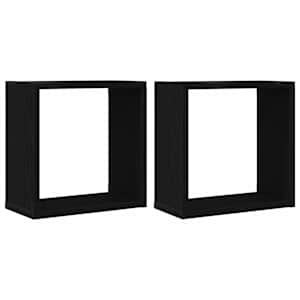 vidaXL seinakuubikukujulised riiulid 2 tk, must tamm, 30 x 15 x 30 cm, t&ouml;&ouml;deldud puit