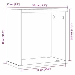 Nástěnné police kostky 2 ks černý dub 30x15x30 cm kompozit - obrázek 11