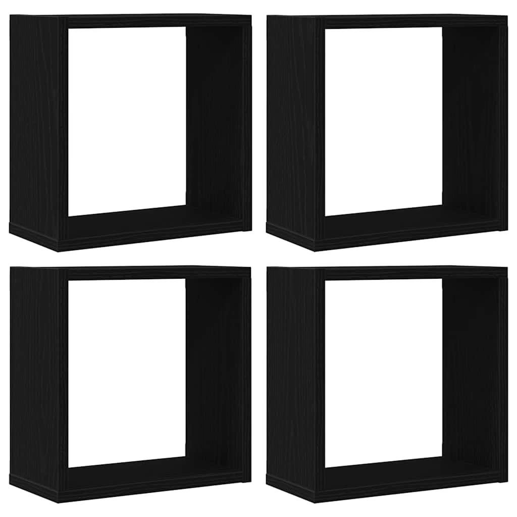 vidaXL Nástěnné police kostky 4 ks černý dub 30x15x30 cm kompozit