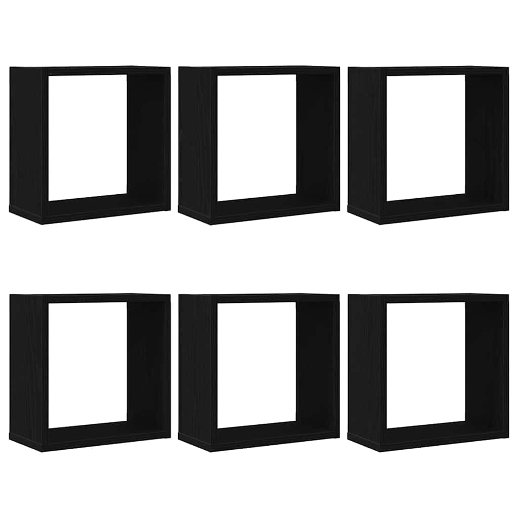 Thumbnail - vidaXL Würfel-Wandregale 6 Stk. Schwarz Eichen-Optik 30x15x30 cm