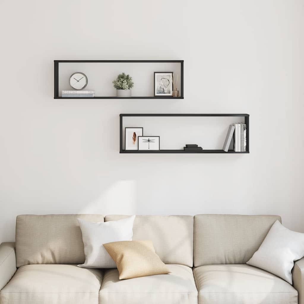 vidaXL seinäkuutiohyllyt 2 kpl musta tammi 100x15x30 cm tekninen puu