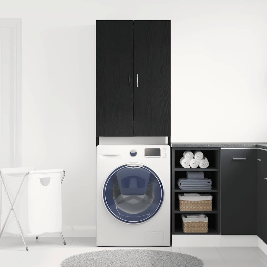 vidaXL Wasmachinekast 64x25,5x190 cm zwart eikenkleur afbeelding