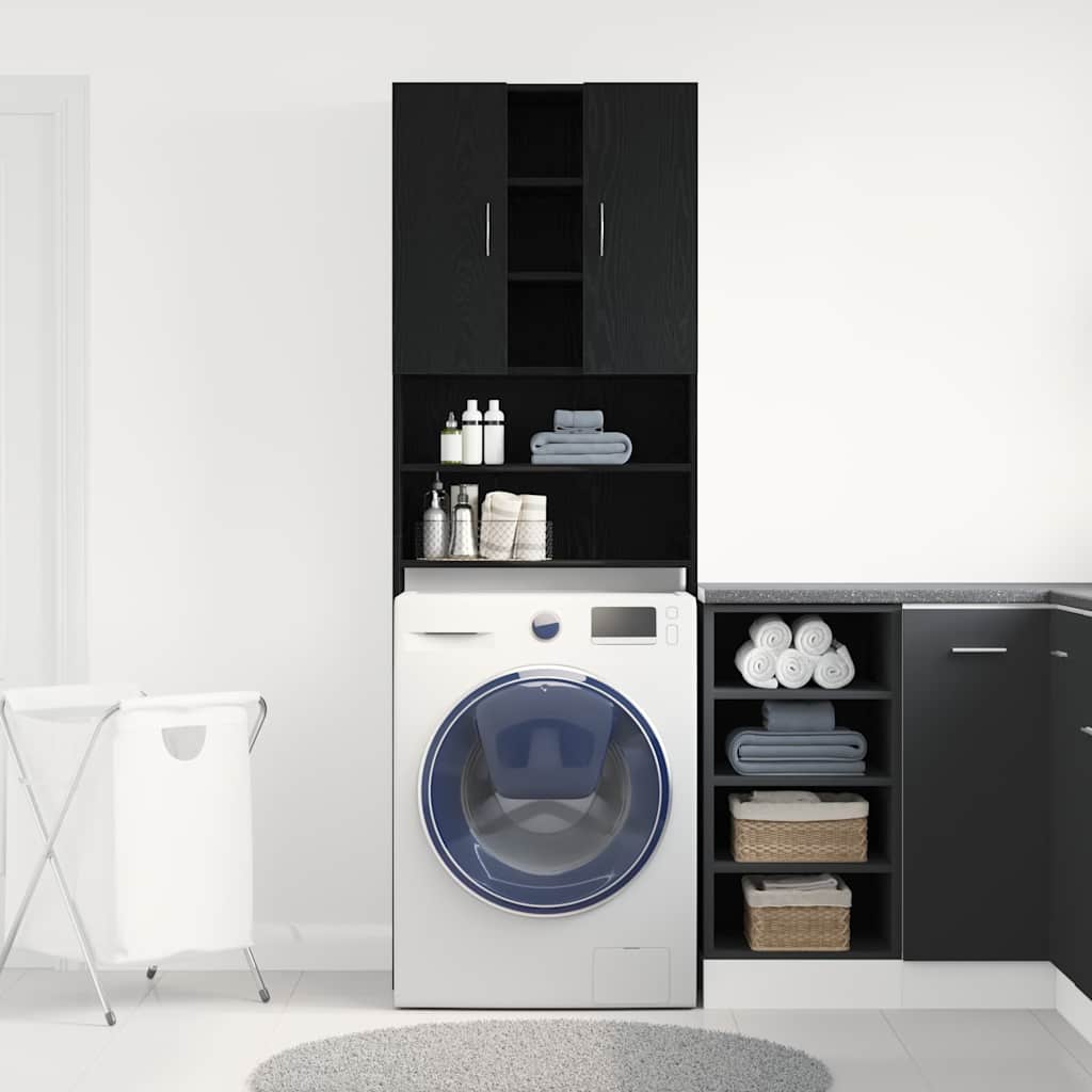 Thumbnail - vidaXL Waschmaschinenschrank Schwarz Eichen-Optik 64x25,5x190 cm