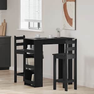 vidaXL baarilaud hoiuriiuliga must tamm 102x50x103,5 cm