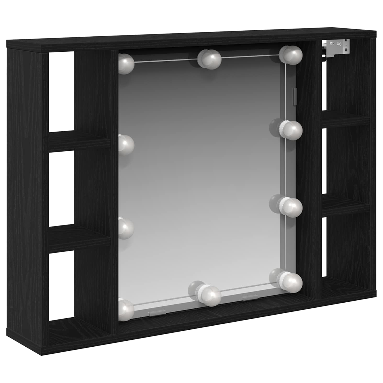 vidaXL Spiegelschrank mit Regal Schwarz Eichen-Optik 76 x 15 x 55 cm