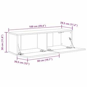 Televizní skříň 2 pcs Černá 100 x 30 x 30 cm kompozitní dřevo - obrázek 12