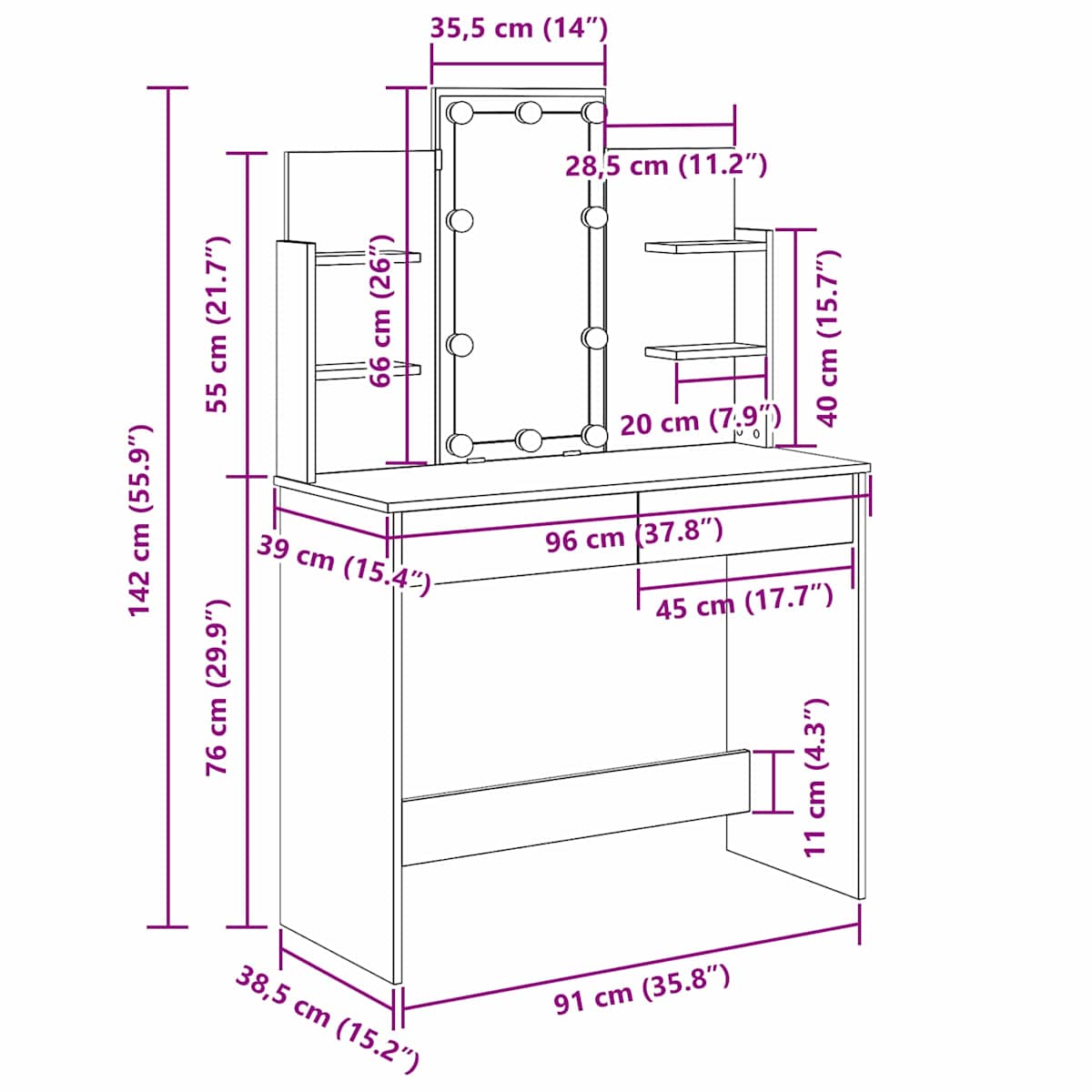 Klædeskab 96 x 39 x 142 cm Konstrueret træ - Billede 8