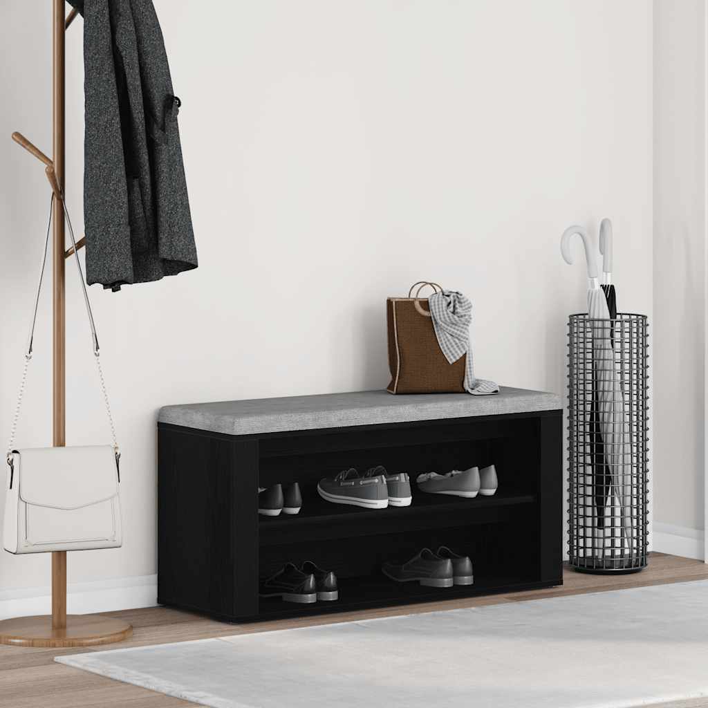 vidaXL skobænk sort egetræ 100x35x45 cm konstrueret træ