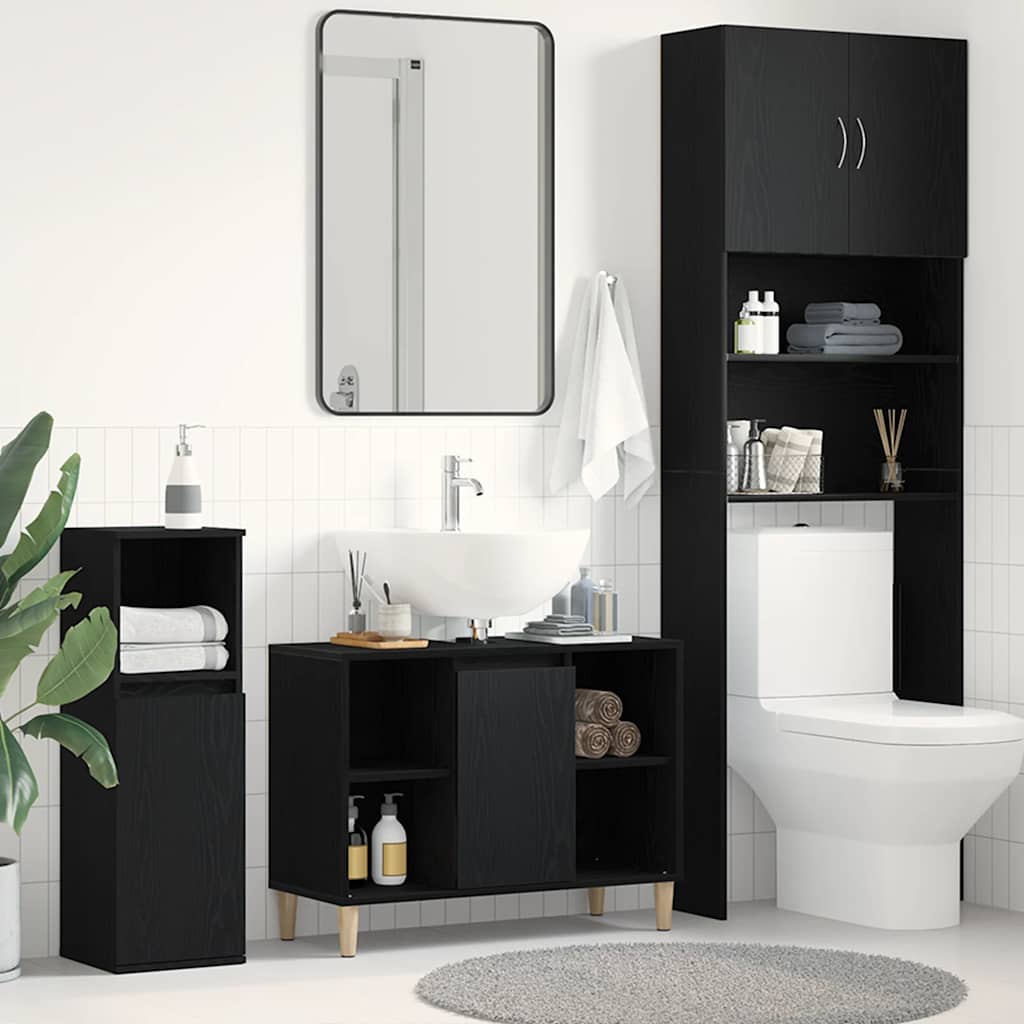 vidaXL Dulap chiuvetă, stejar negru, 80x33x60 cm, lemn stratificat