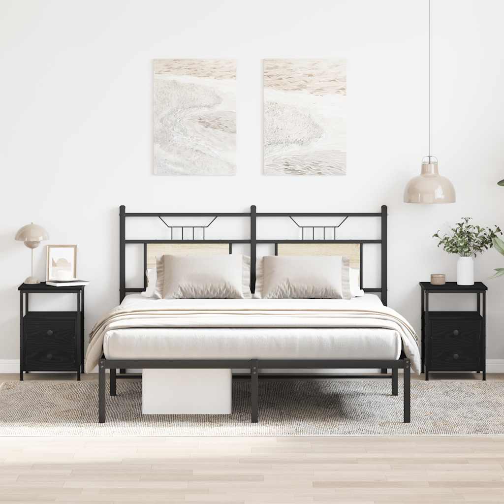 vidaXL Nachttische 2 Stk. Schwarze Eiche 34x35,5x50 cm Holzwerkstoff