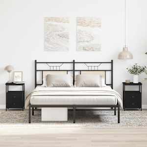 Nočne omarice 2 kosa črni hrast 34x35,5x50 cm inženirski les