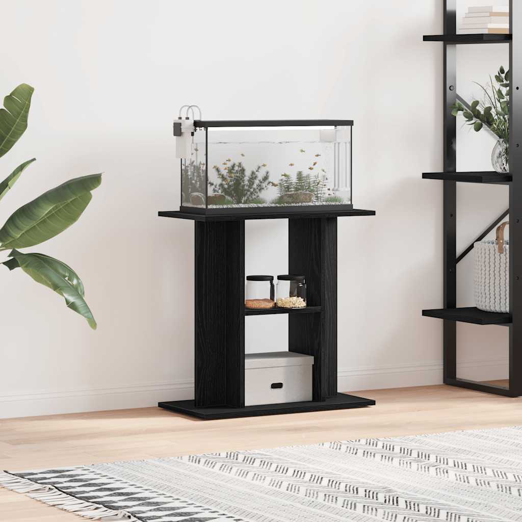 vidaXL akvariestativ sort egetræ 60x30x60 cm konstrueret træ