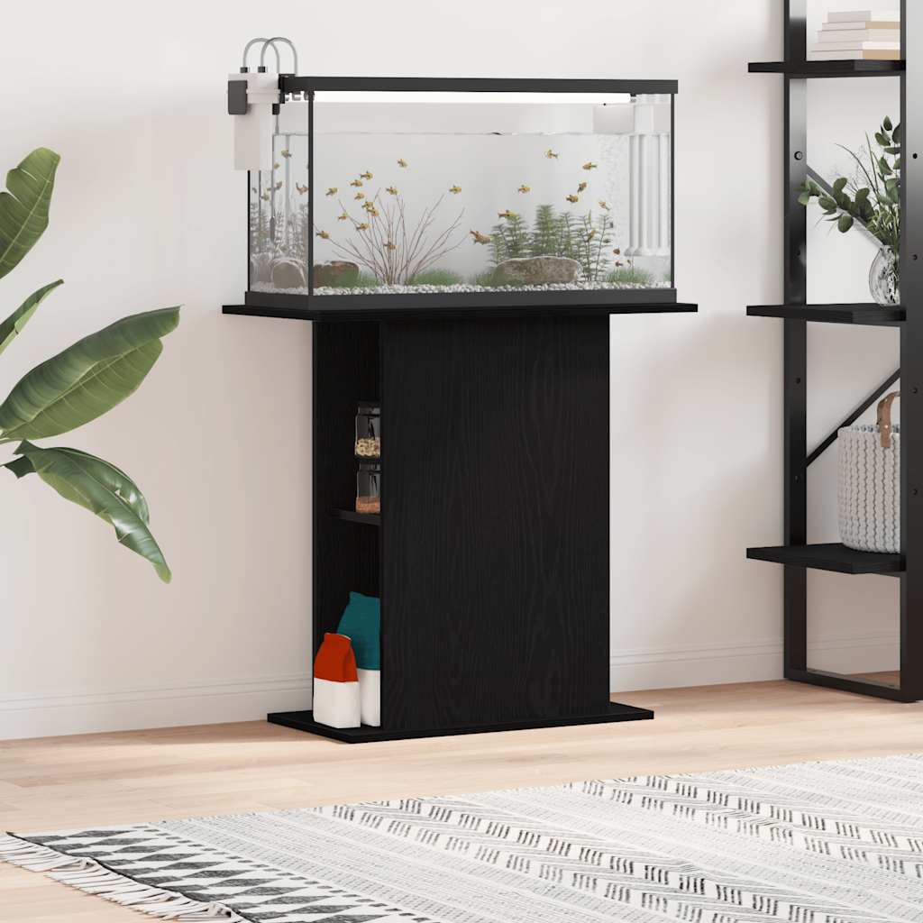 vidaXL Suport pentru acvariu, stejar negru, 75x36x72,5 cm, lemn stratificat