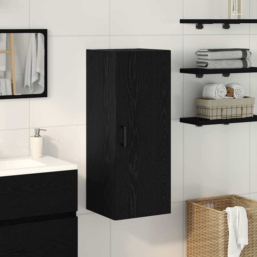vidaXL Dulap de perete, stejar negru, 34,5x34x90 cm, lemn stratificat