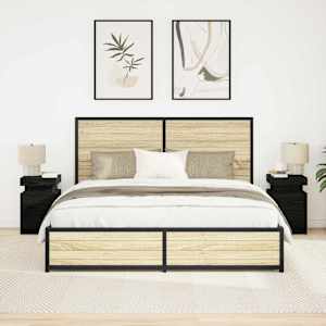 Nočna omarica s predalom 2 pcs Črna Orehovina 35 x 39 x 55 cm