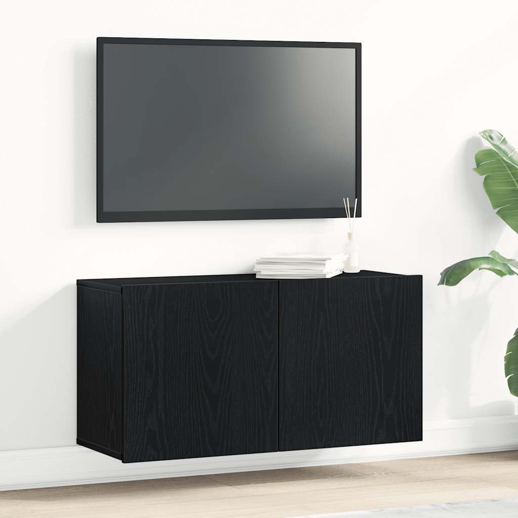 TV-taso musta tammi 80x30x41 cm tekopuu