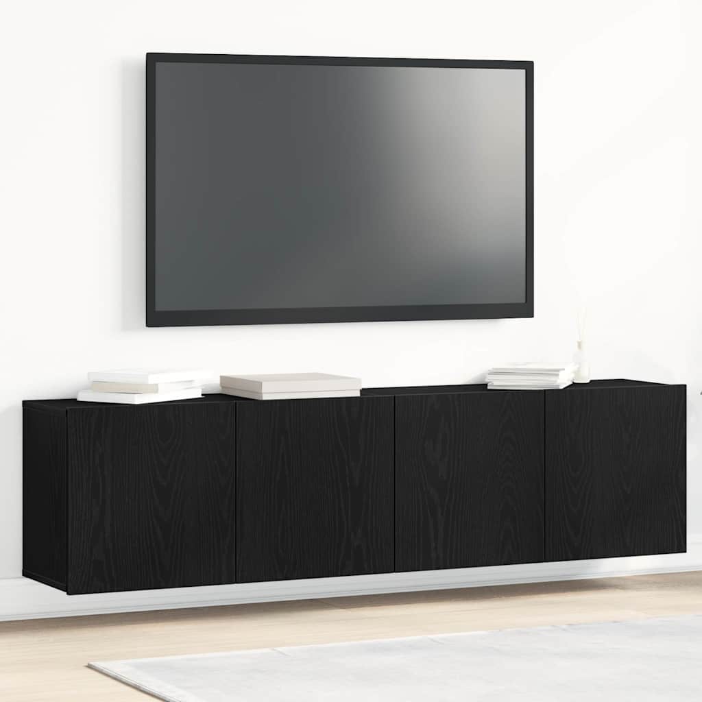 TV-kaapit 2 kpl musta tammi 160x30x41 cm tekopuu