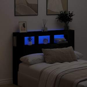 LED hlavová deska s policí Černý dub 140 x 18,5 x 103,5 cm - obrázek 4