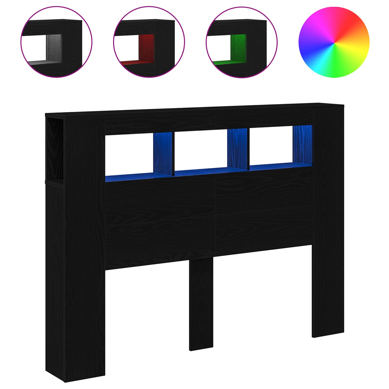LED-pääty Musta tammi 140 x 18,5 x 103,5 cm Tekninen puu