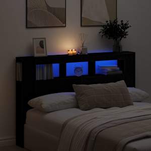 LED hlavová deska s policí Černý dub 160 x 18,5 x 103,5 cm - obrázek 4