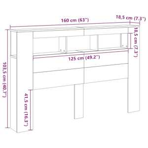 LED hlavová deska s policí Černý dub 160 x 18,5 x 103,5 cm - obrázek 13