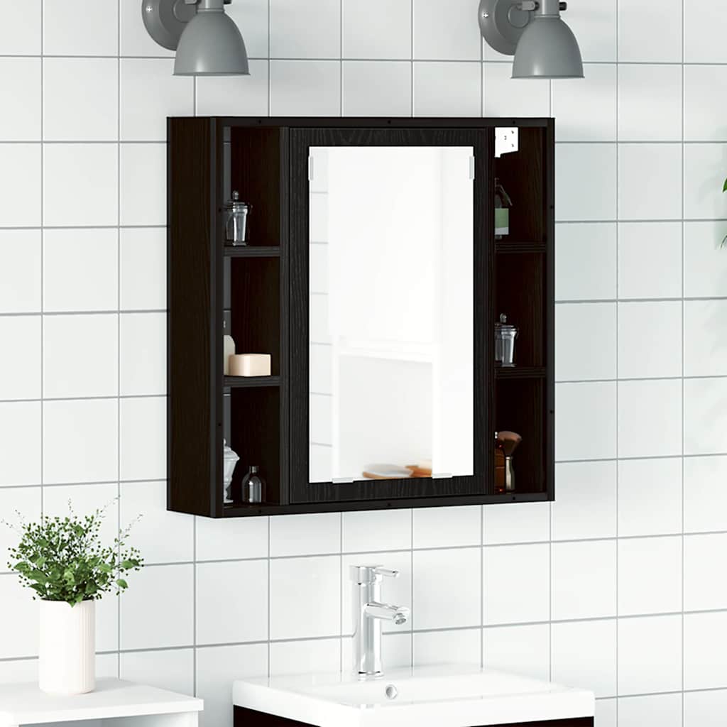vidaXL spejlskab til badeværelset sort egetræ 60x16x60 cm konstrueret træ