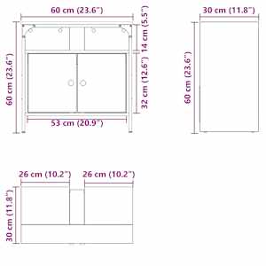 Koupelnová skříňka s umyvadlem Staré dřevo 60x30x60 cm kompozit - obrázek 15