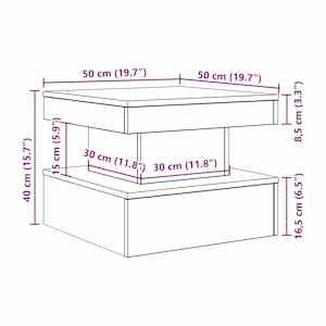 Konferenční stolek vidaXL s LED světly Dub černý 50x50x40 cm - obrázek 13