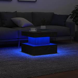 Konferenční stolek vidaXL s LED světly Dub černý 50x50x40 cm - obrázek 5