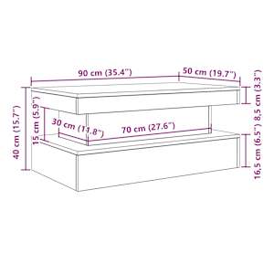 Konferenční stolek vidaXL s LED světly Dub černý 90x50x40 cm - obrázek 13