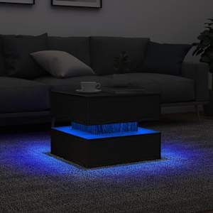 Konferenční stolek vidaXL s LED světly Dub černý 50x50x40 cm - obrázek 5
