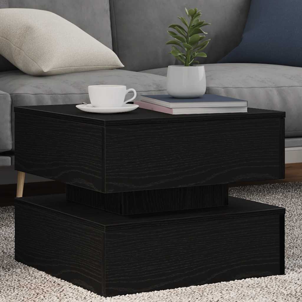 vidaXL Masuta de cafea cu lumini LED Stejar negru 50x50x40 cm