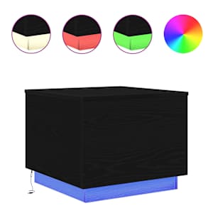 Konferenční stolek vidaXL s LED světly Dub černý 50x50x40 cm - obrázek 2