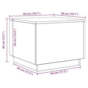Konferenční stolek vidaXL s LED světly Dub černý 50x50x40 cm - obrázek 13