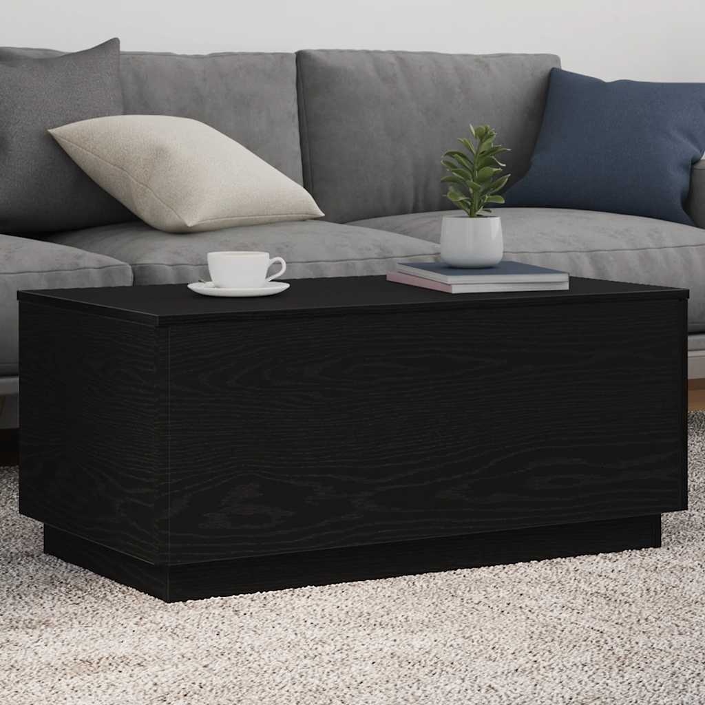 vidaXL Masuta de cafea cu lumini LED Stejar negru 90x50x40 cm