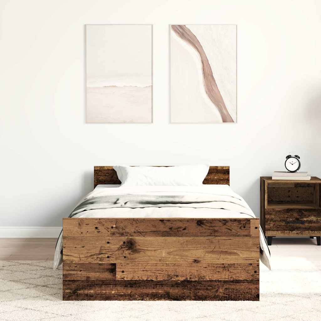 vidaXL Bedframe zonder matras 75x190 cm spaanplaat oud hout afbeelding