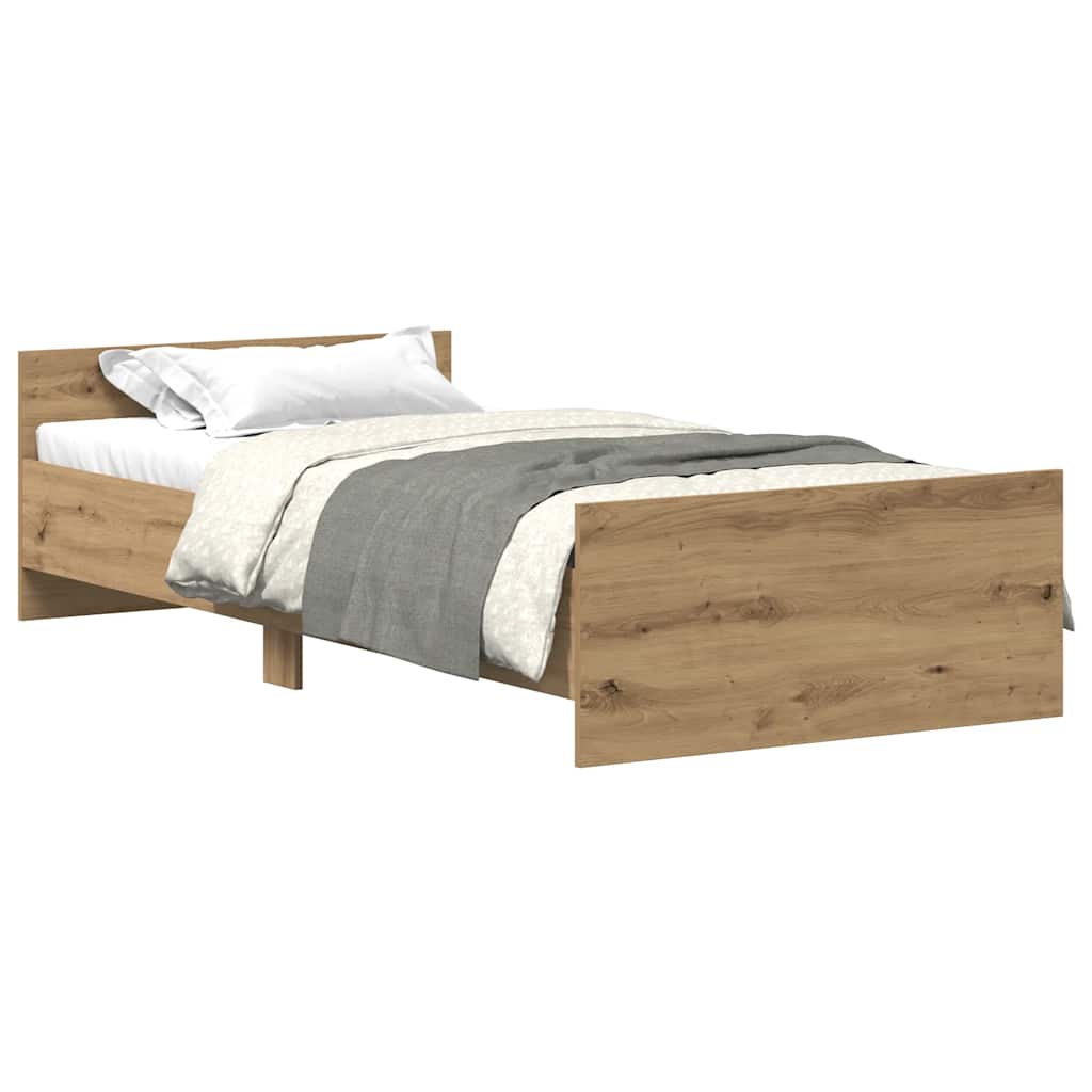 vidaXL Rám postele bez matrace dub artisan 75x190cm Dřevěné konstrukce