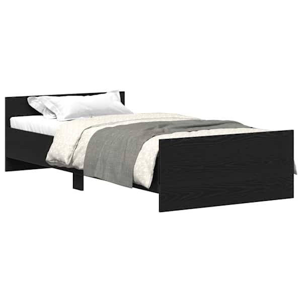 vidaXL peatsiga voodiraam, ilma madratsita, must tamm 75x190 cm