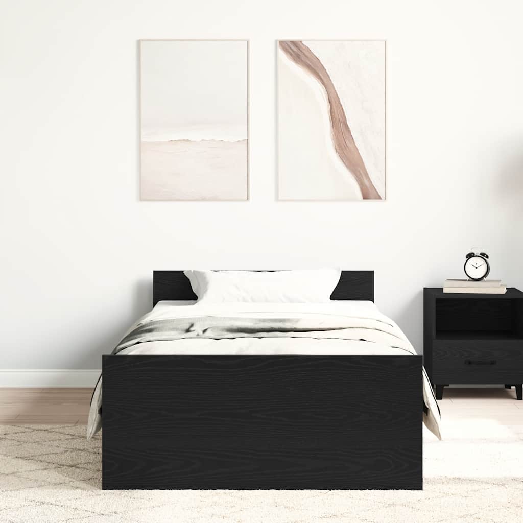 vidaXL Bedframe zonder matras 90x200 cm spaanplaat zwart eikenkleurig afbeelding