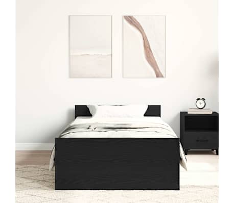 vidaXL Cadre de lit sans matelas ch&ecirc;ne noir 90x200cm bois d'ing&eacute;nierie