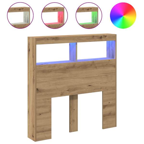 vidaXL voodipeatsi kapp LED-tuledega, kunsttamm, 100x17x102 cm