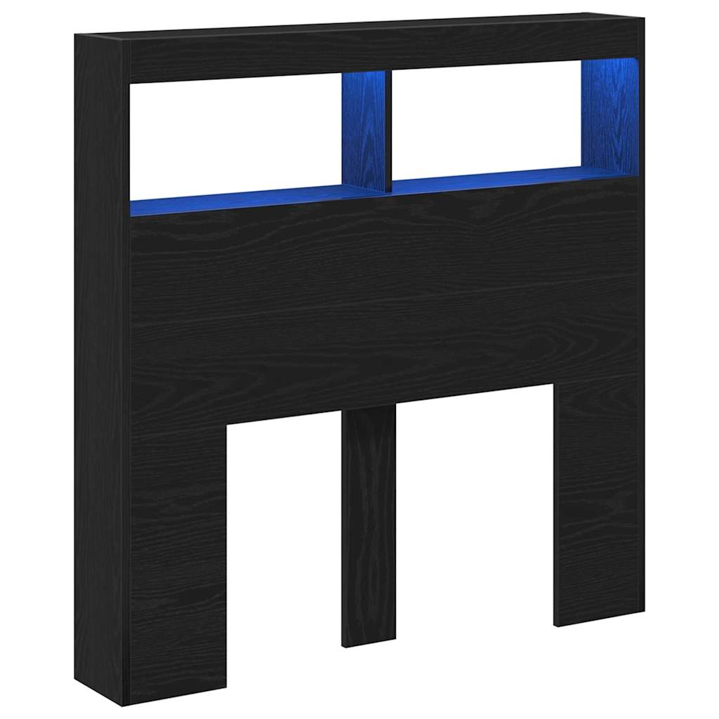 vidaXL Hoofdbordkast met LED 100x17x102 cm zwart eikenkleurig afbeelding