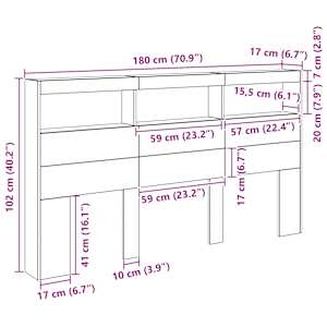 Čelní skříň s LED Artisan Dub 180x17x102 cm - obrázek 13