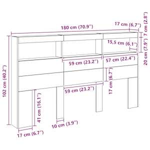 Čelní skříň s LED diodami Dub černý 180x17x102 cm - obrázek 13