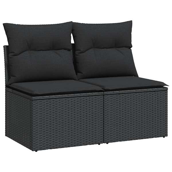 vidaXL 2-osaline aiadiivani komplekt patjadega, must, rotang/akaatsia