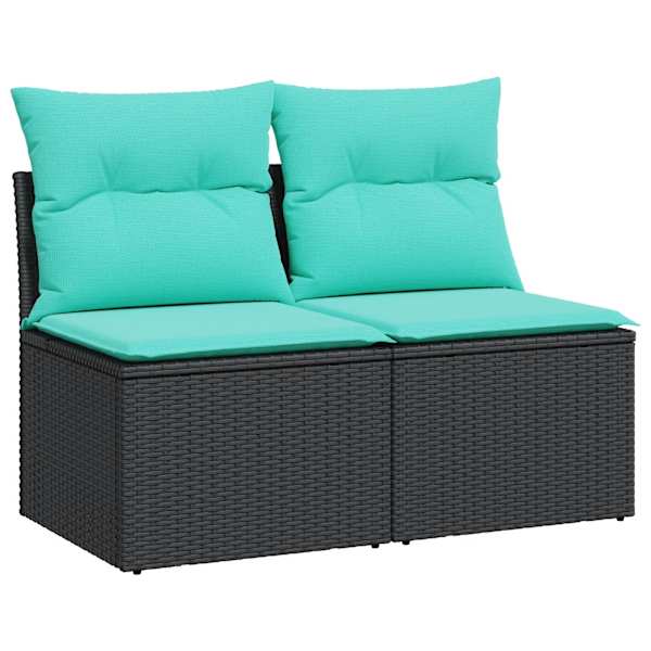 vidaXL 2-osaline aiadiivani komplekt patjadega, must, rotang/akaatsia