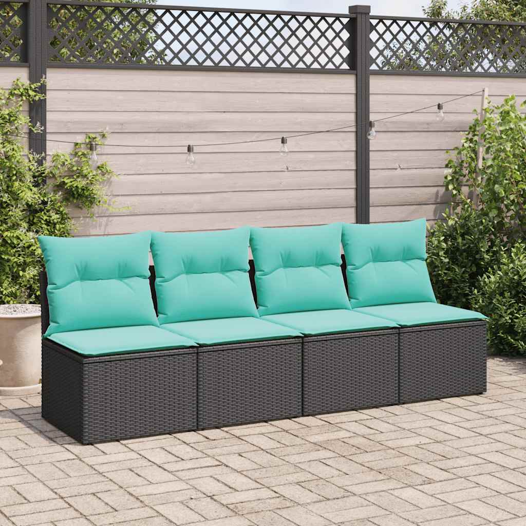 vidaXL 2-delige Loungeset met kussens poly rattan acacia zwart afbeelding