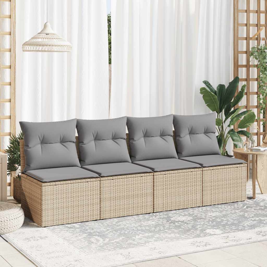 vidaXL 2-delige Loungeset met kussens poly rattan acacia beige afbeelding