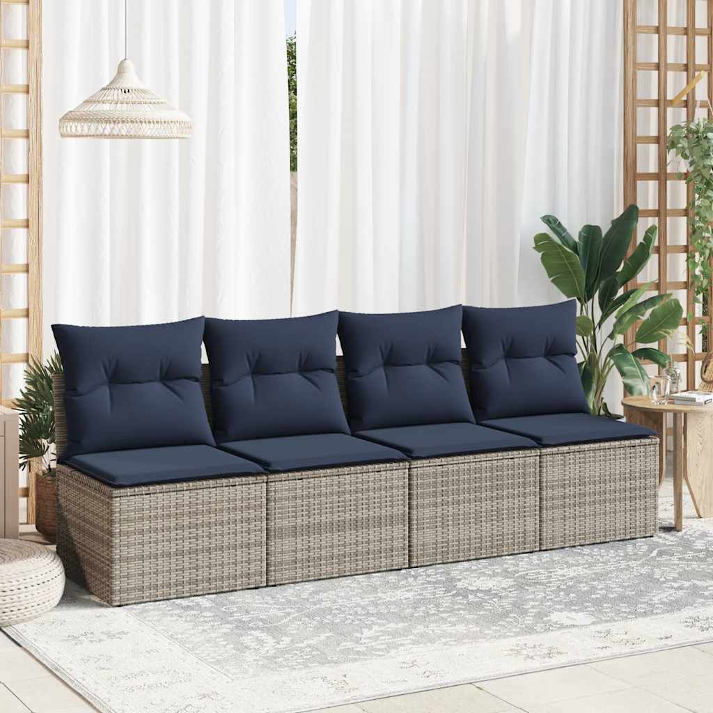 vidaXL 2-delige Loungeset met kussens poly rattan acacia grijs