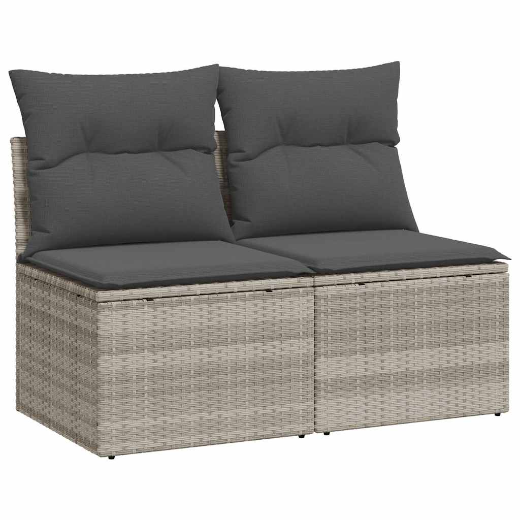 vidaXL Set canapea de grădină cu perne, 2 piese, gri deschis poliratan